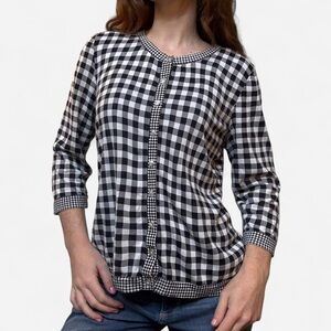Talbots Black and White Gingham cardigan